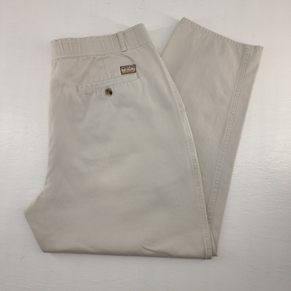 Bugle Boy Vintage Khaki Pants Mens 36x30 Tan Pleated Tapered Cotton Chinos